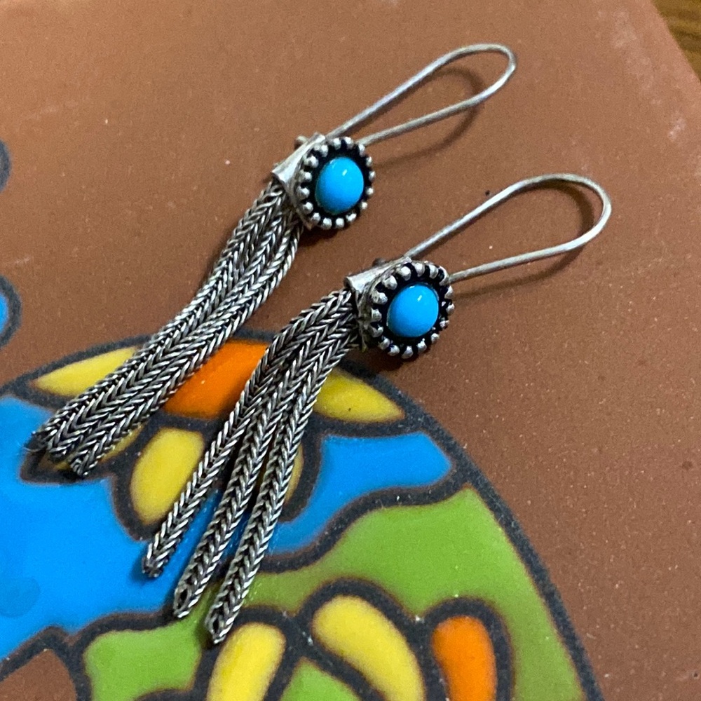 Sterling silver turquoise Pierced dangle earrings
